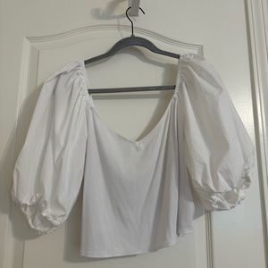Abercrombie and Fitch White puff sleeve cropped tee